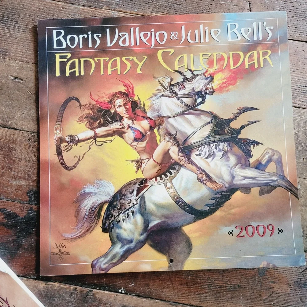 Vintage Art Calendar Lot Boris Vallejo Norman Rockwell Llewellyn Astrology 3pc